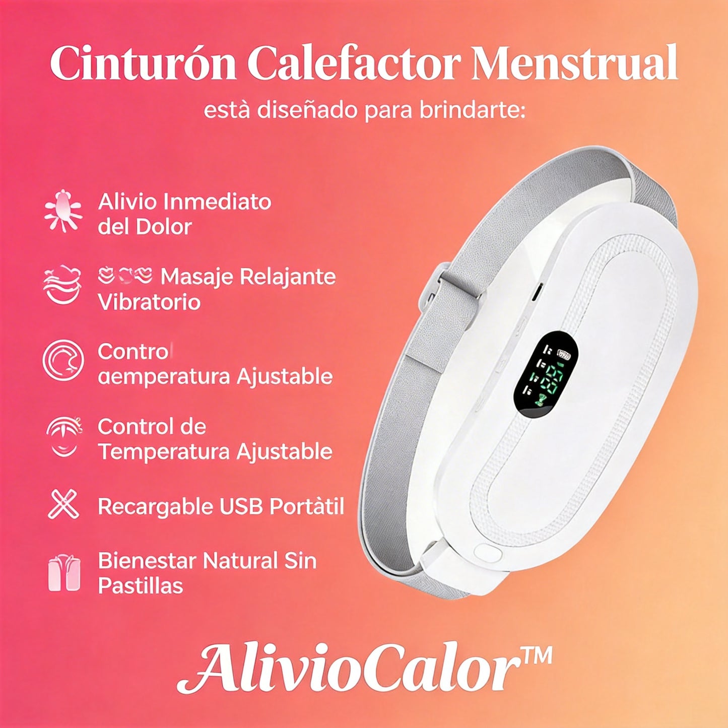 NeuroCalm Pulse™:  Cinturón para la Menstruación